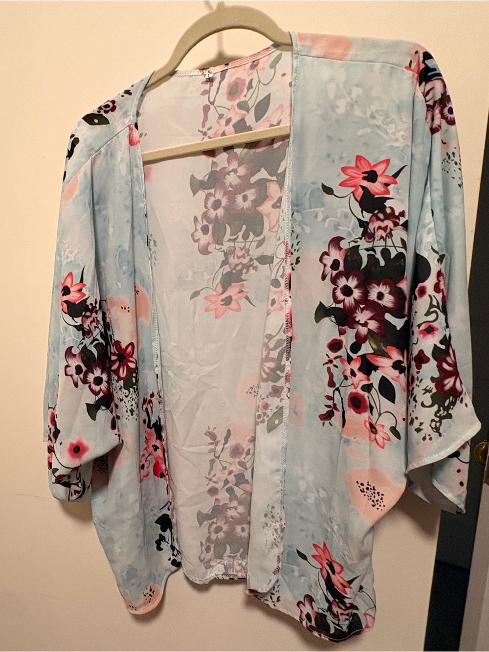 Light Blue Floral Kimono Top